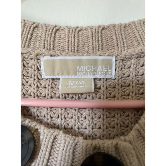 Michael by Michael Kors Womens Medium Sleeveless Button Up Sweater Vest Tan - Picture 2 of 6